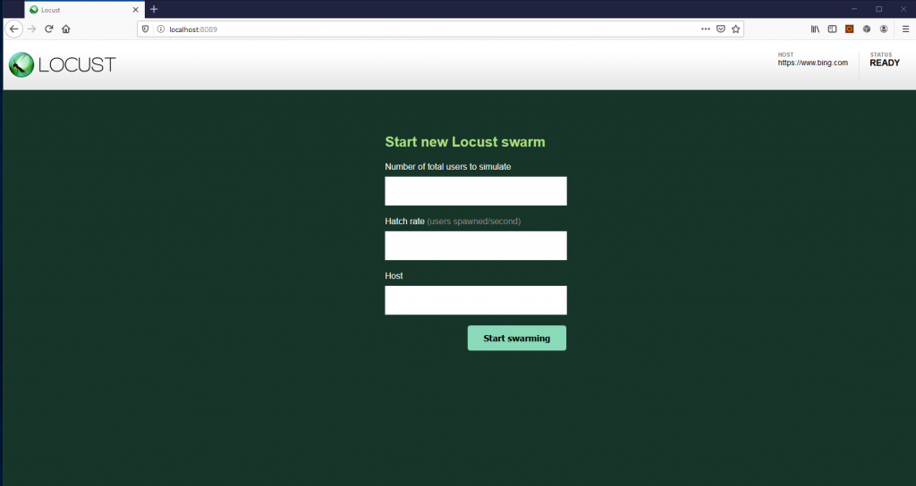 web login interface - locust